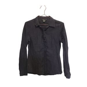 Eddie Bauer Plaid Ruffle Front Shirt - Size Small - Cotton